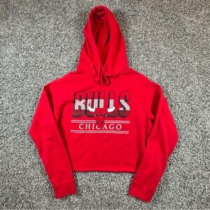 Vintage Chicago Bulls Cropped Hoodie Women's Size M Red NBA Basketball
